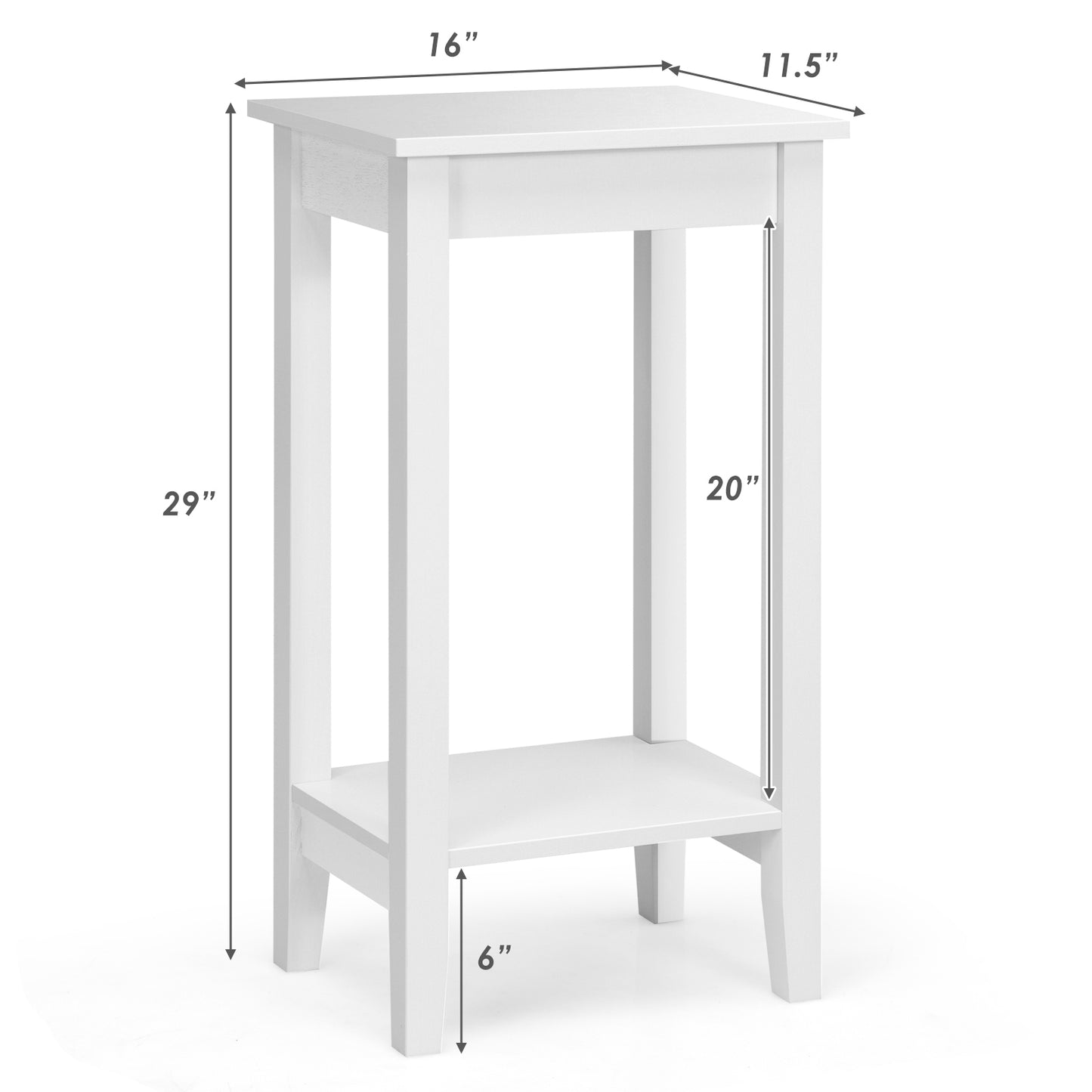Set of 2 Versatile 2-Tier End Table with Storage Shelf, White End & Side Tables at Gallery Canada