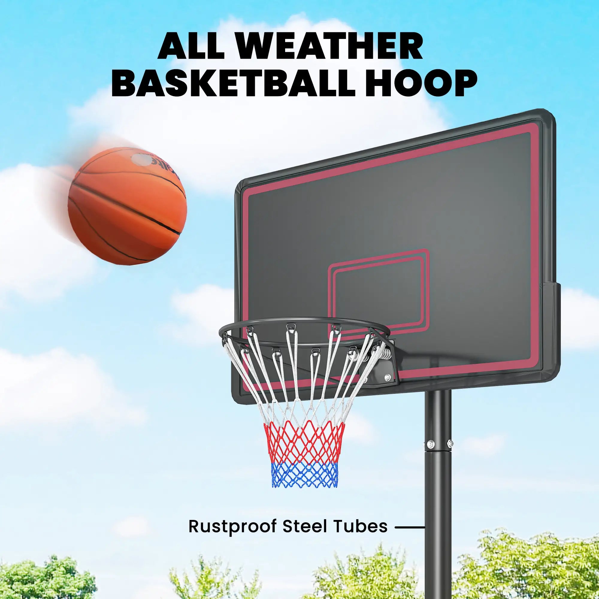 Portable Basketball Hoop, 4.4-10ft Adjustable Height With Wheels Basketball at Gallery Canada