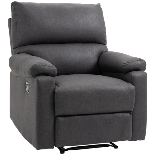Manual Recliner Chair with Footrest, Padded Seat, Dark Grey