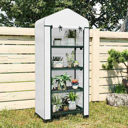 Portable Greenhouse, 4 Tier Shelves, PE Cover, White Greenhouses at Gallery Canada