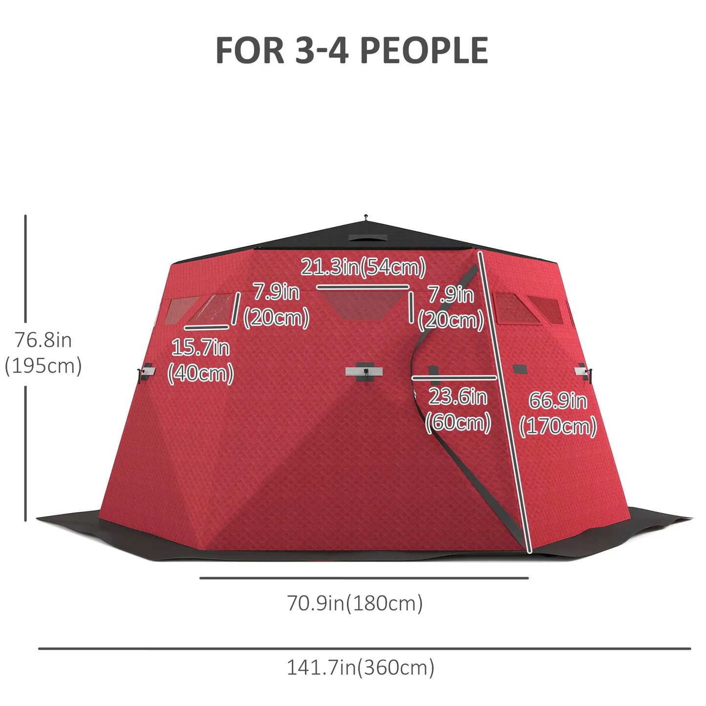 4 Person Insulated Ice Fishing Shelter, Pop-Up Tent with Carry Bag, Red Ice Fishing Tents at Gallery Canada