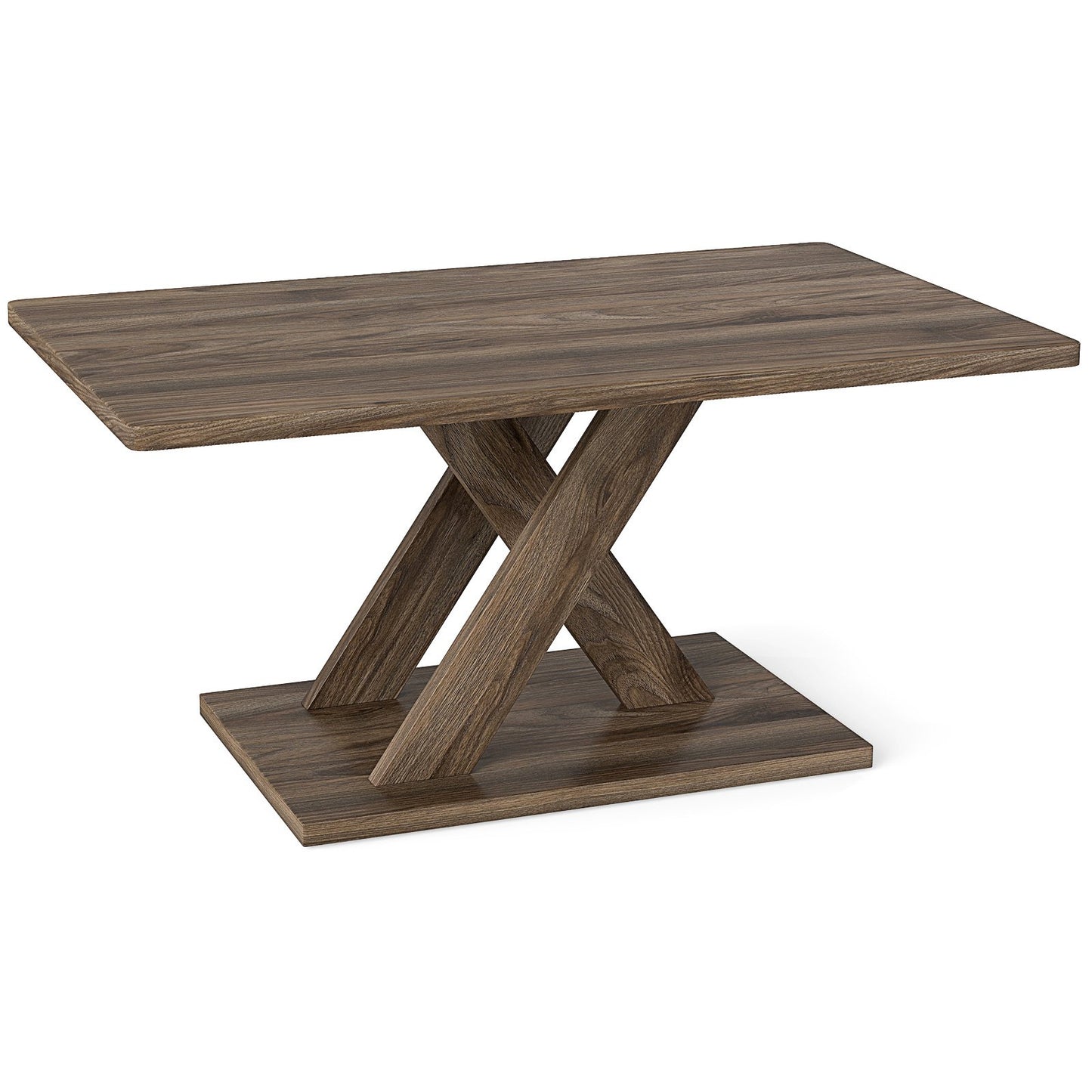 37.5 Inch Rectangular Coffee Table with Stable Base and Rubber Wood Connection for Living Room, Brown Coffee Tables Brown at Gallery Canada