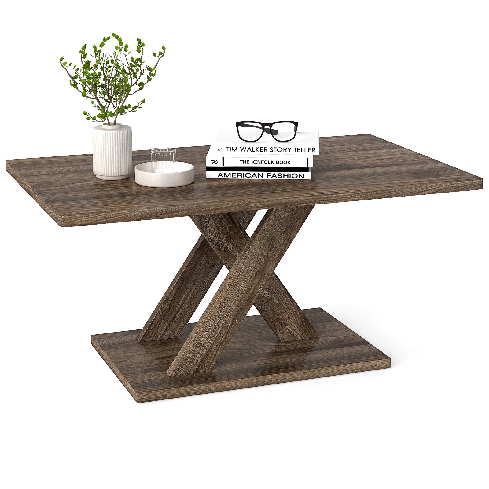 37.5 Inch Rectangular Coffee Table, Stable Base, Rubber Wood Connection, Brown Coffee Tables at Gallery Canada