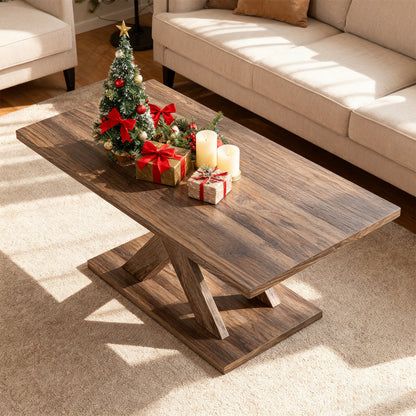 37.5 Inch Rectangular Coffee Table, Stable Base, Rubber Wood Connection, Brown Coffee Tables at Gallery Canada