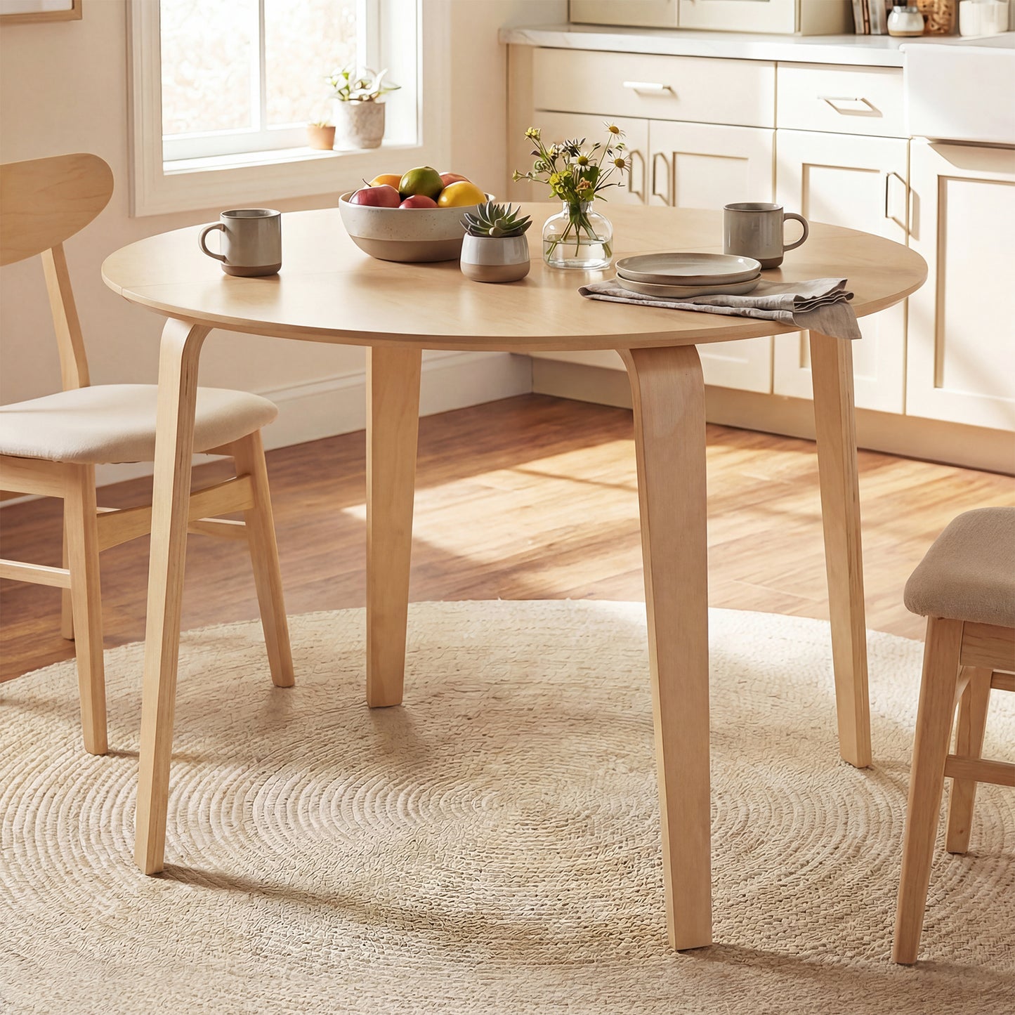 37.5" Round Dining Table, Rubber Wood Legs, Natural Dining Tables at Gallery Canada