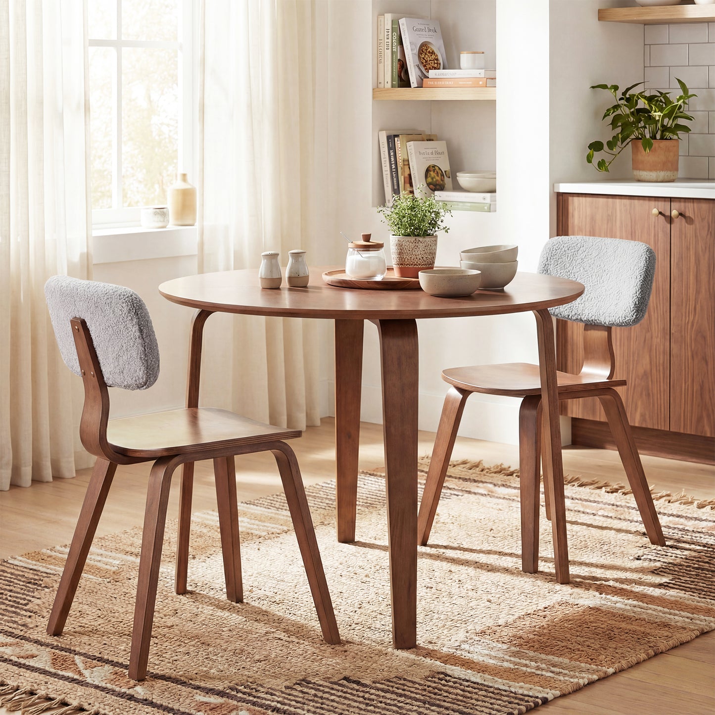 37.5" Round Dining Table, Rubber Wood Legs, Walnut Dining Tables at Gallery Canada