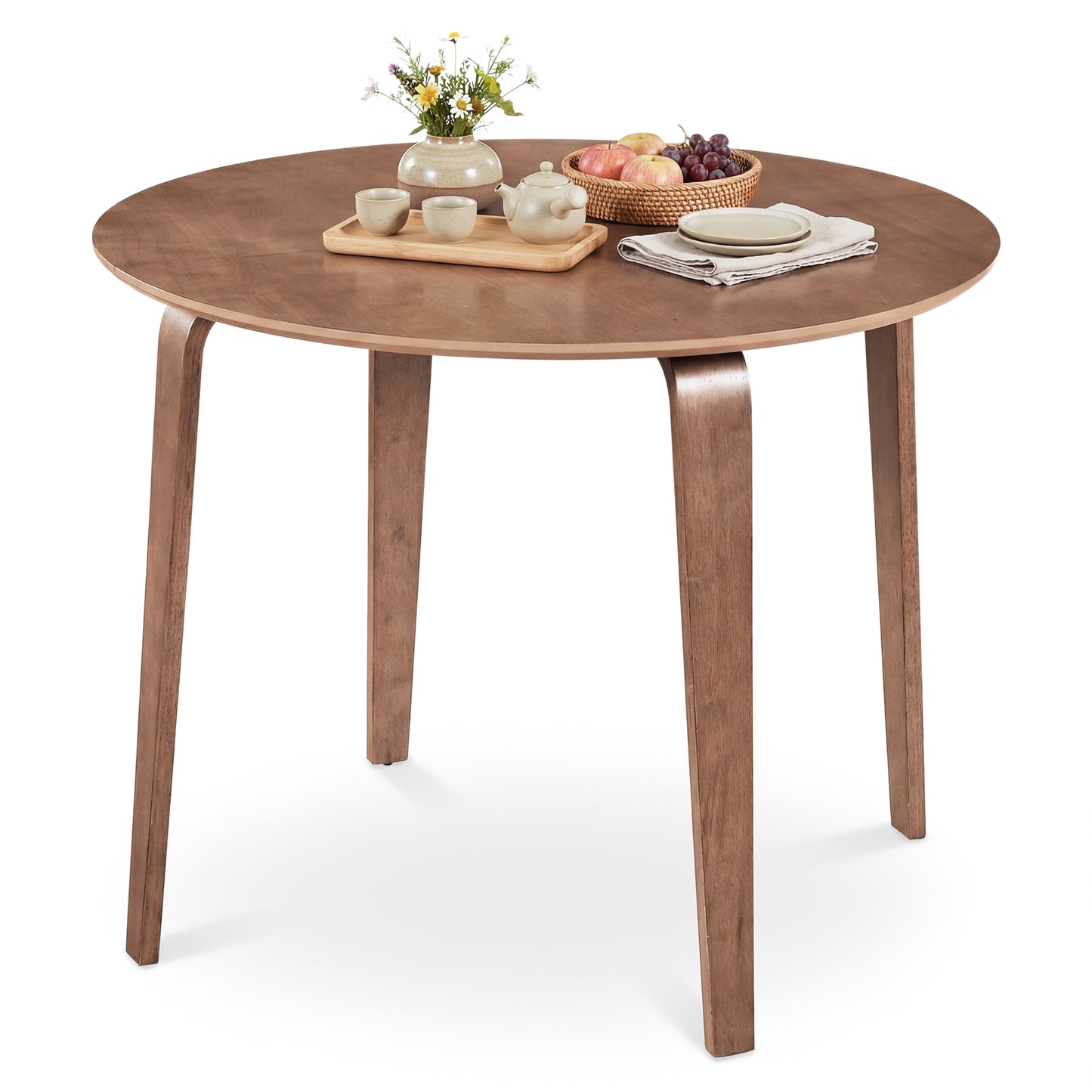 37.5" Round Dining Table, Rubber Wood Legs, Walnut Dining Tables at Gallery Canada