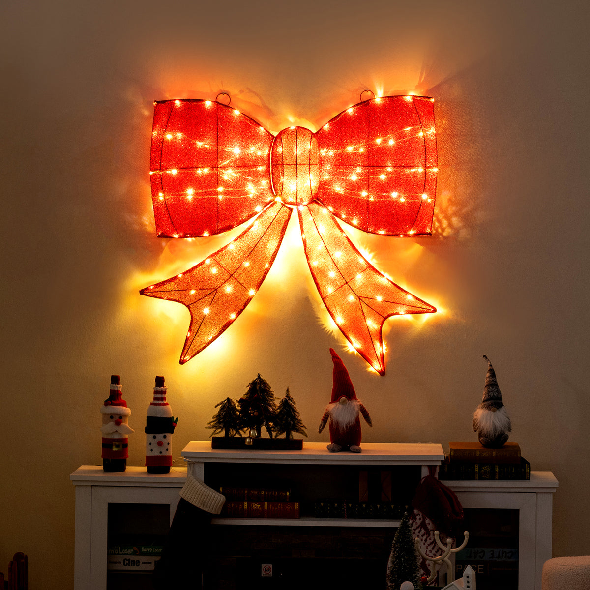 37 Inch Christmas Bow Decoration, Warm White LED Lights, Red Christmas Decor & Accessories at Gallery Canada