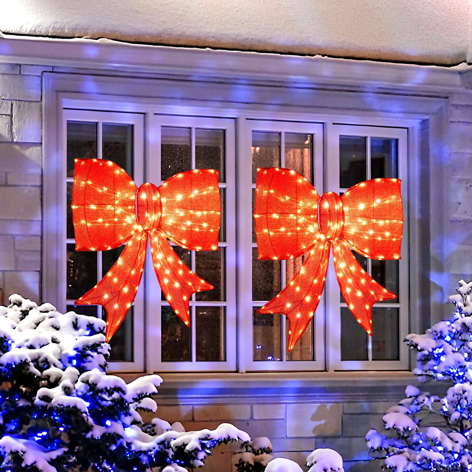 37 Inch Christmas Bow Decoration, Warm White LED Lights, Red Christmas Decor & Accessories at Gallery Canada