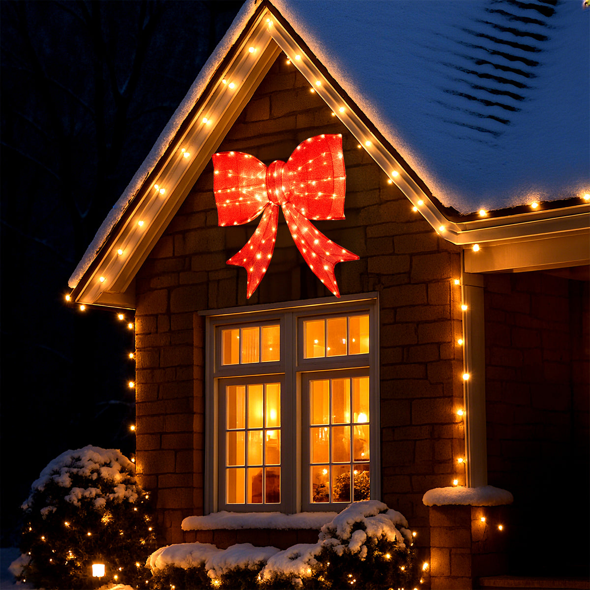 37 Inch Christmas Bow Decoration, Warm White LED Lights, Red Christmas Decor & Accessories at Gallery Canada