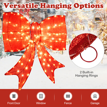 37 Inch Christmas Bow Decoration, Warm White LED Lights, Red Christmas Decor & Accessories at Gallery Canada