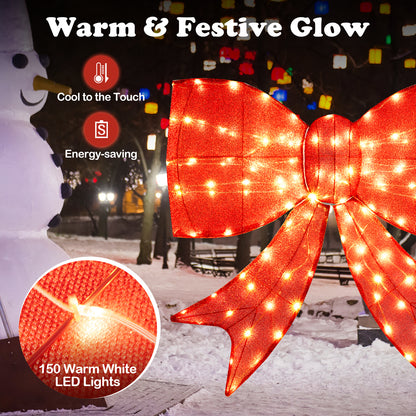 37 Inch Christmas Bow Decoration, Warm White LED Lights, Red Christmas Decor & Accessories at Gallery Canada