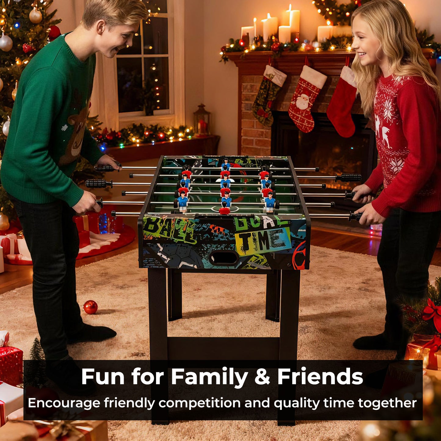 37 Inch Mini Foosball Table 2-in-1 Game Table with Detachable Legs for Tabletop, Black Game Room at Gallery Canada