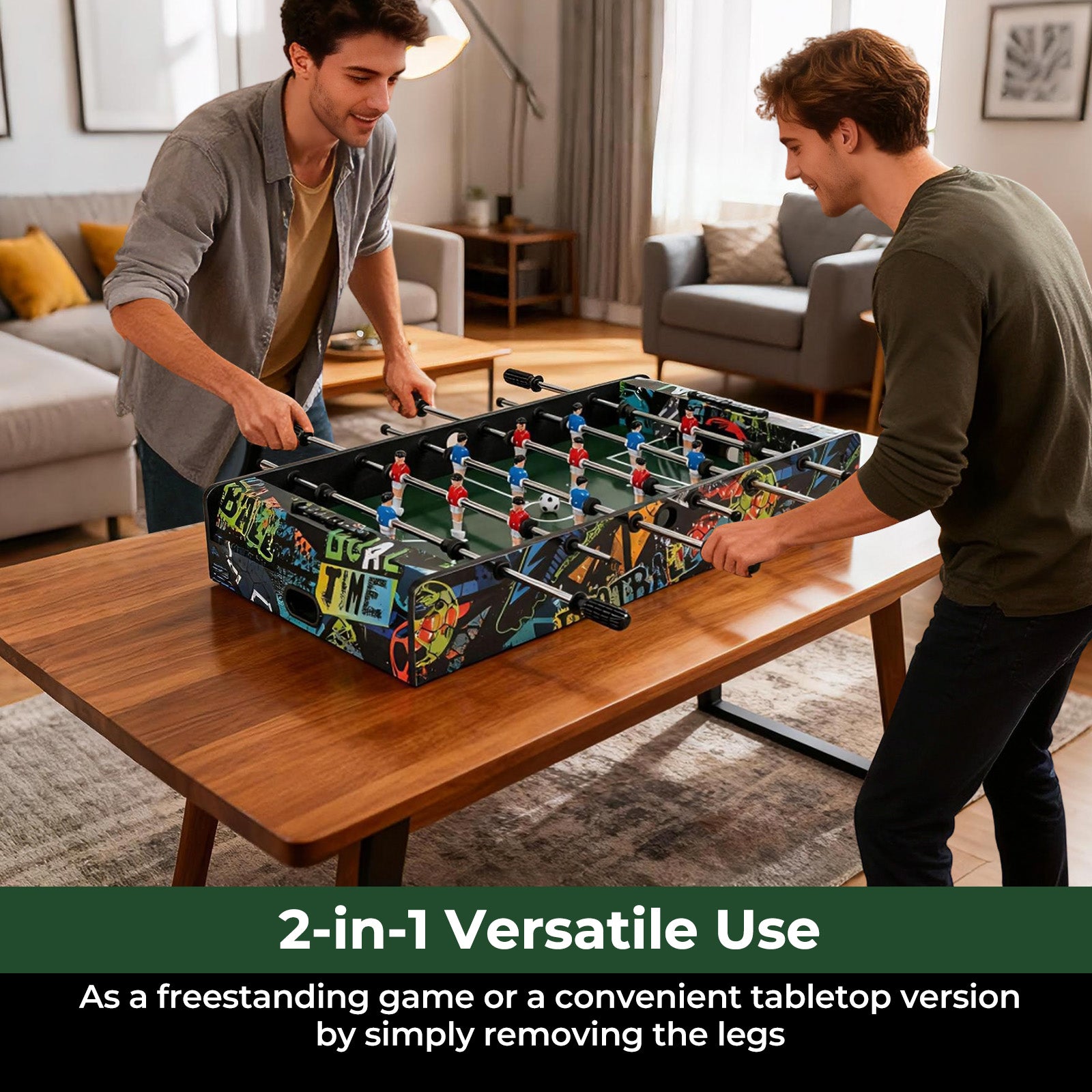 37 Inch Mini Foosball Table 2-in-1 Game Table with Detachable Legs for Tabletop, Black Game Room at Gallery Canada