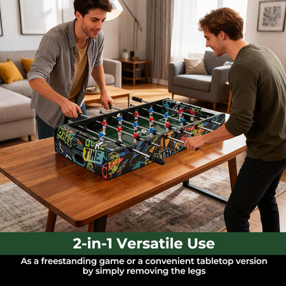 37 Inch Mini Foosball Table 2-in-1 Game Table with Detachable Legs for Tabletop, Black Game Room at Gallery Canada