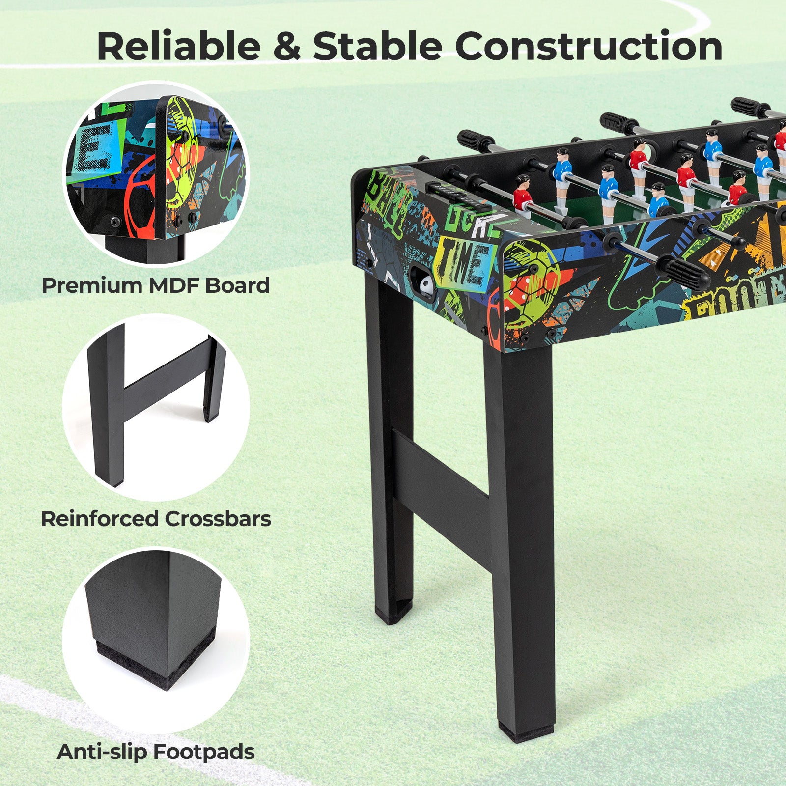 37 Inch Mini Foosball Table 2-in-1 Game Table with Detachable Legs for Tabletop, Black Game Room at Gallery Canada