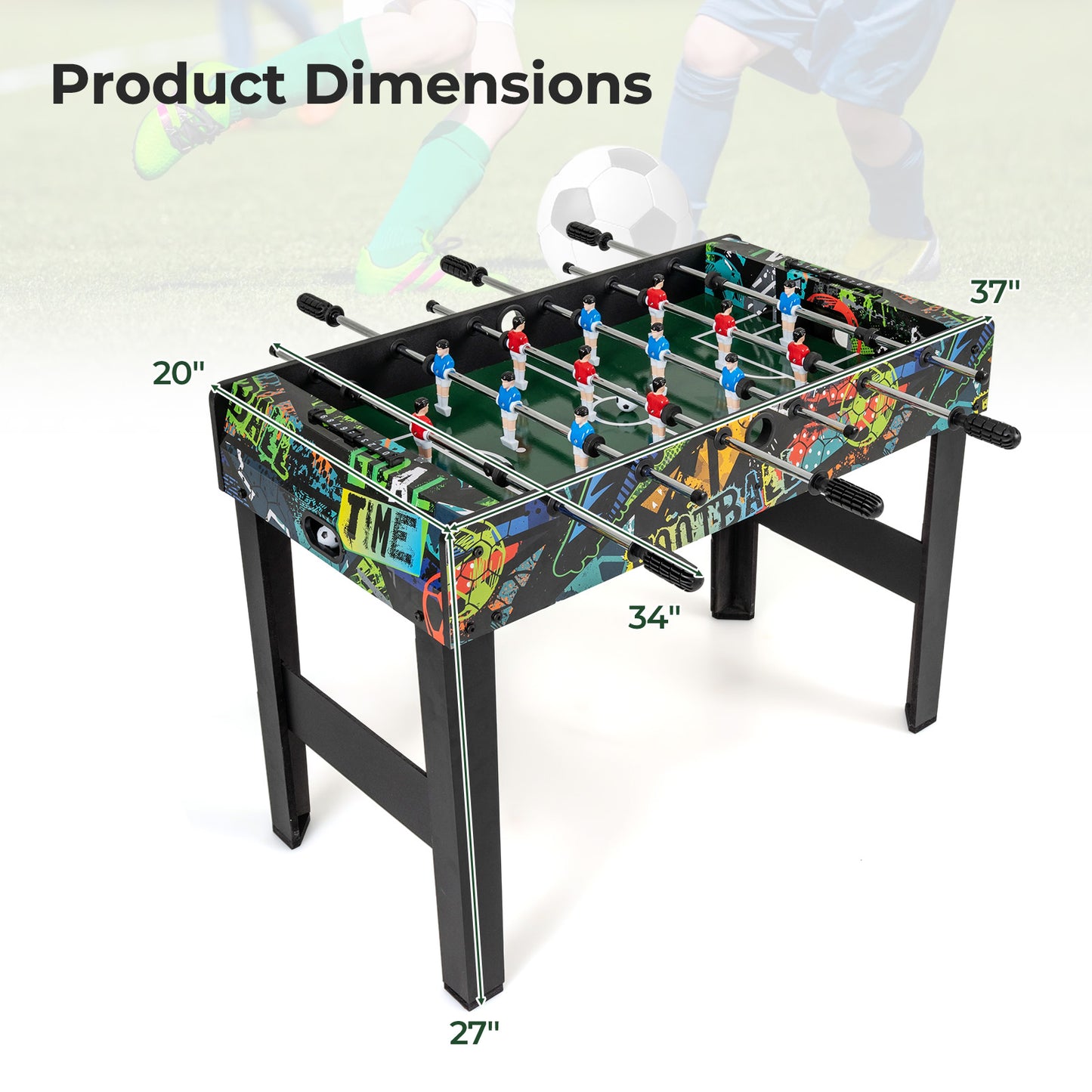 37 Inch Mini Foosball Table 2-in-1 Game Table with Detachable Legs for Tabletop, Black Game Room at Gallery Canada