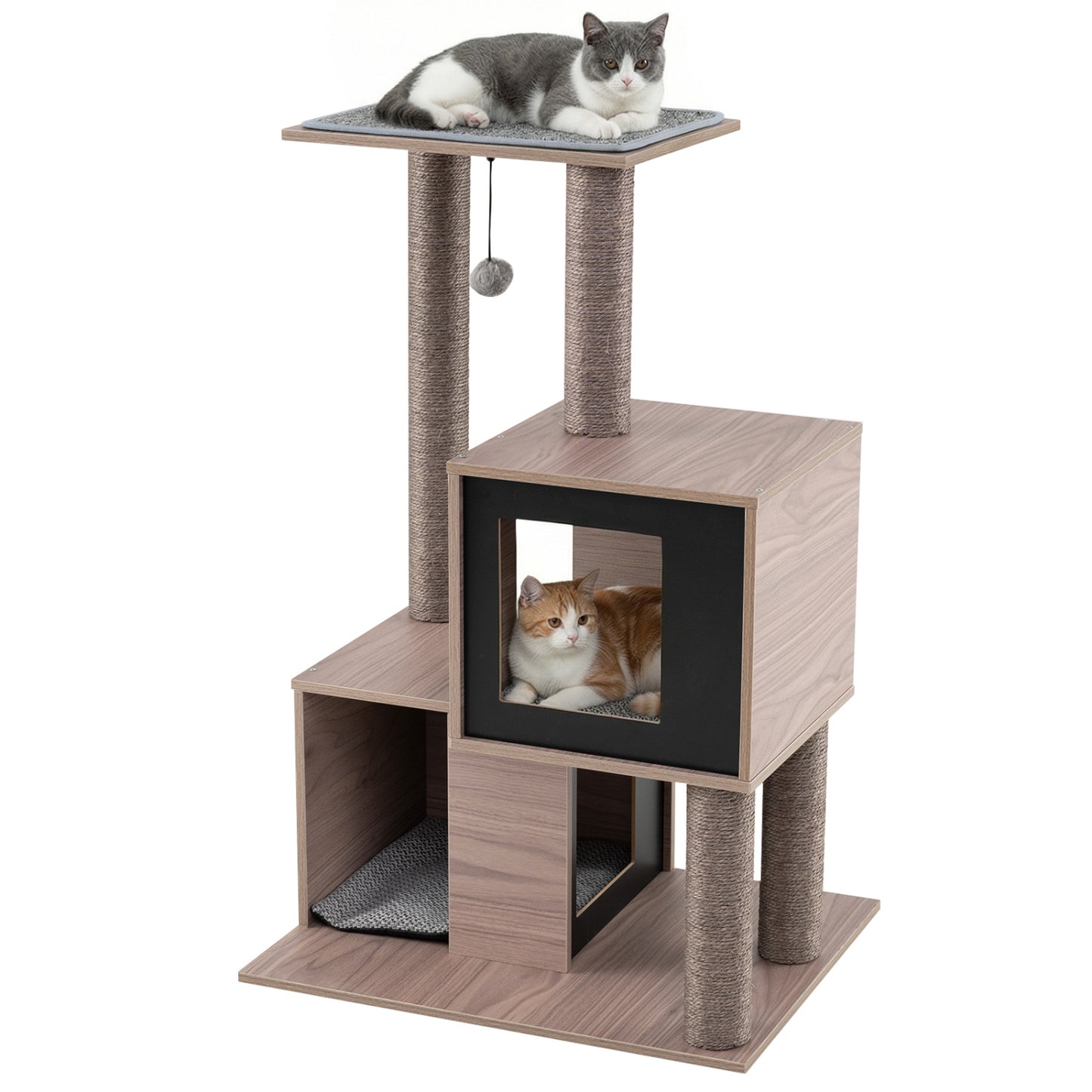 37 Inch Multi-Level Cat Tower, Gray Cat Trees Condos & Scratchers Gray at Gallery Canada
