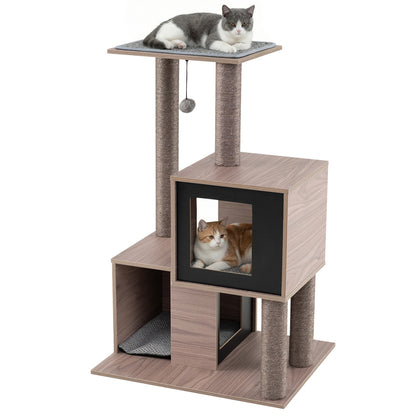 37 Inch Multi-Level Cat Tower, Gray Cat Trees Condos & Scratchers Gray at Gallery Canada