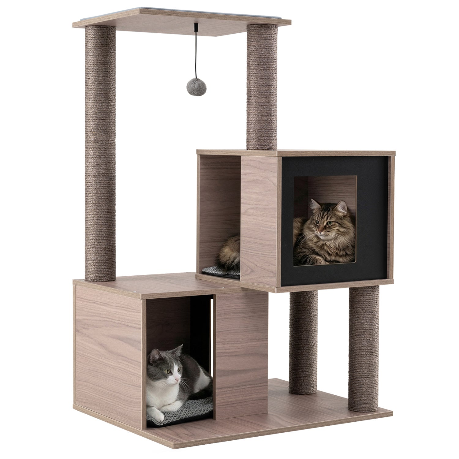37 Inch Multi-Level Cat Tower, Gray Cat Trees Condos & Scratchers at Gallery Canada