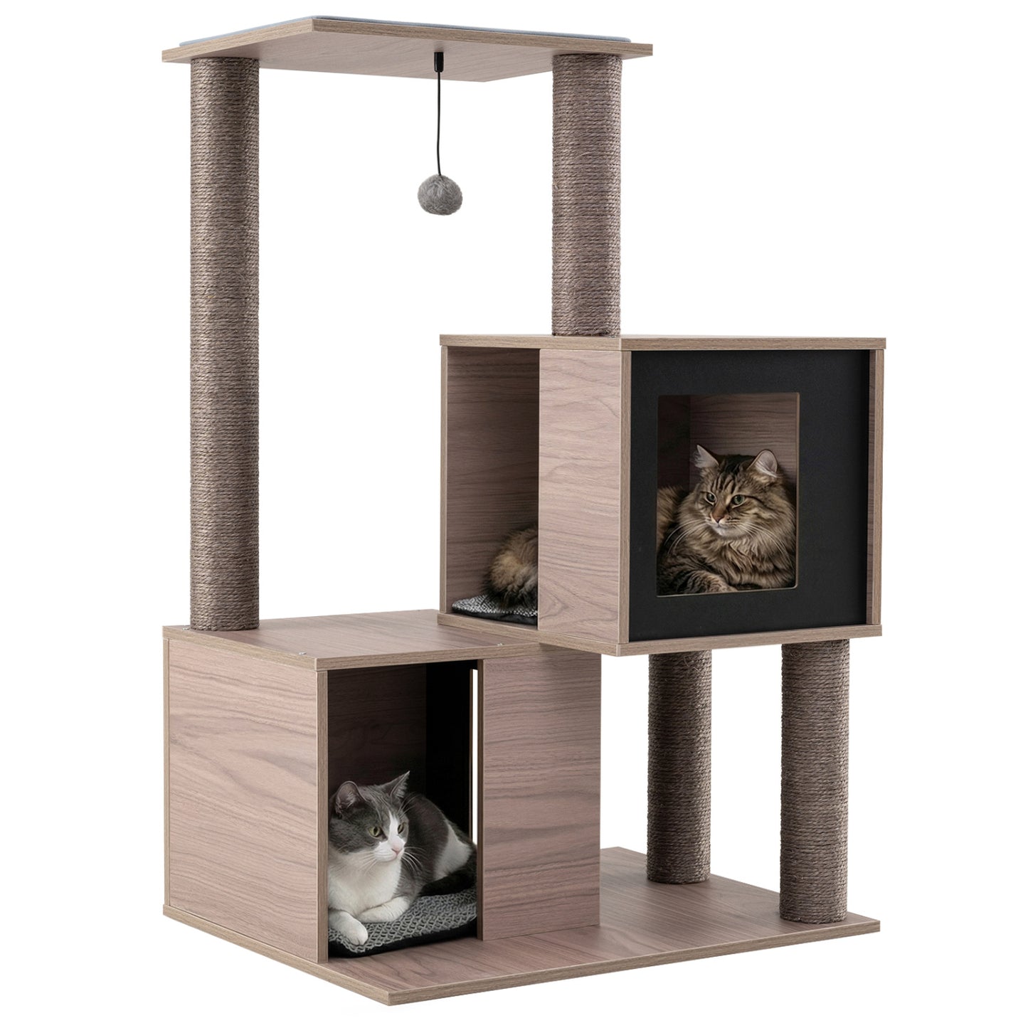 37 Inch Multi-Level Cat Tower, Gray Cat Trees Condos & Scratchers at Gallery Canada