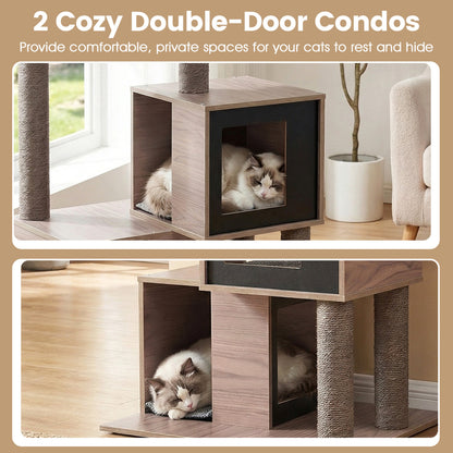 37 Inch Multi-Level Cat Tower, Gray Cat Trees Condos & Scratchers at Gallery Canada