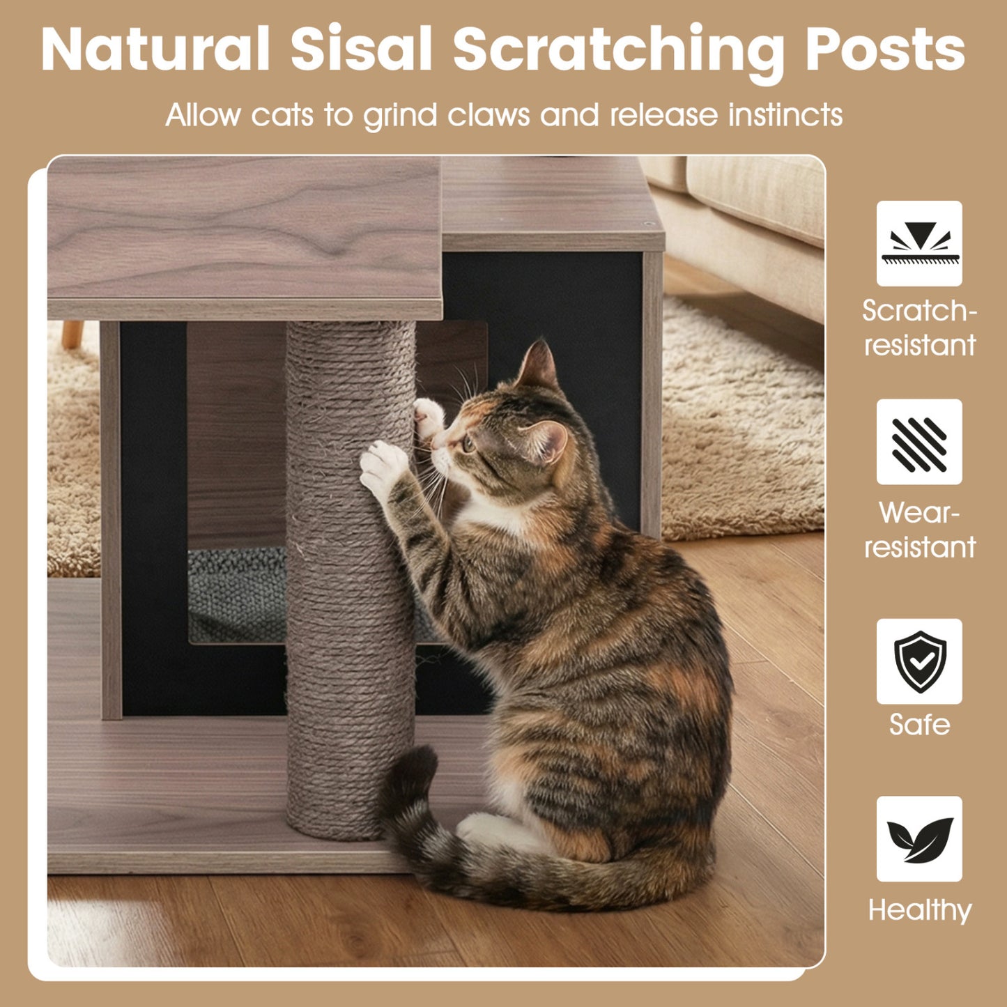 37 Inch Multi-Level Cat Tower, Gray Cat Trees Condos & Scratchers at Gallery Canada