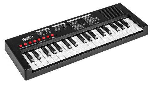 37 Keys Kids Piano Keyboard with 8 Rhythms and Microphone, Black