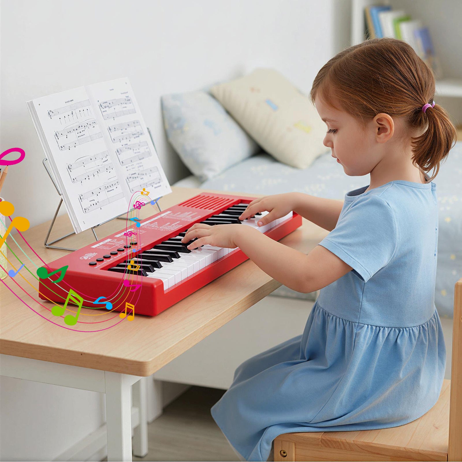 37 Keys Kids Piano Keyboard with 8 Rhythms and Microphone, Red Pianos & Keyboards at Gallery Canada