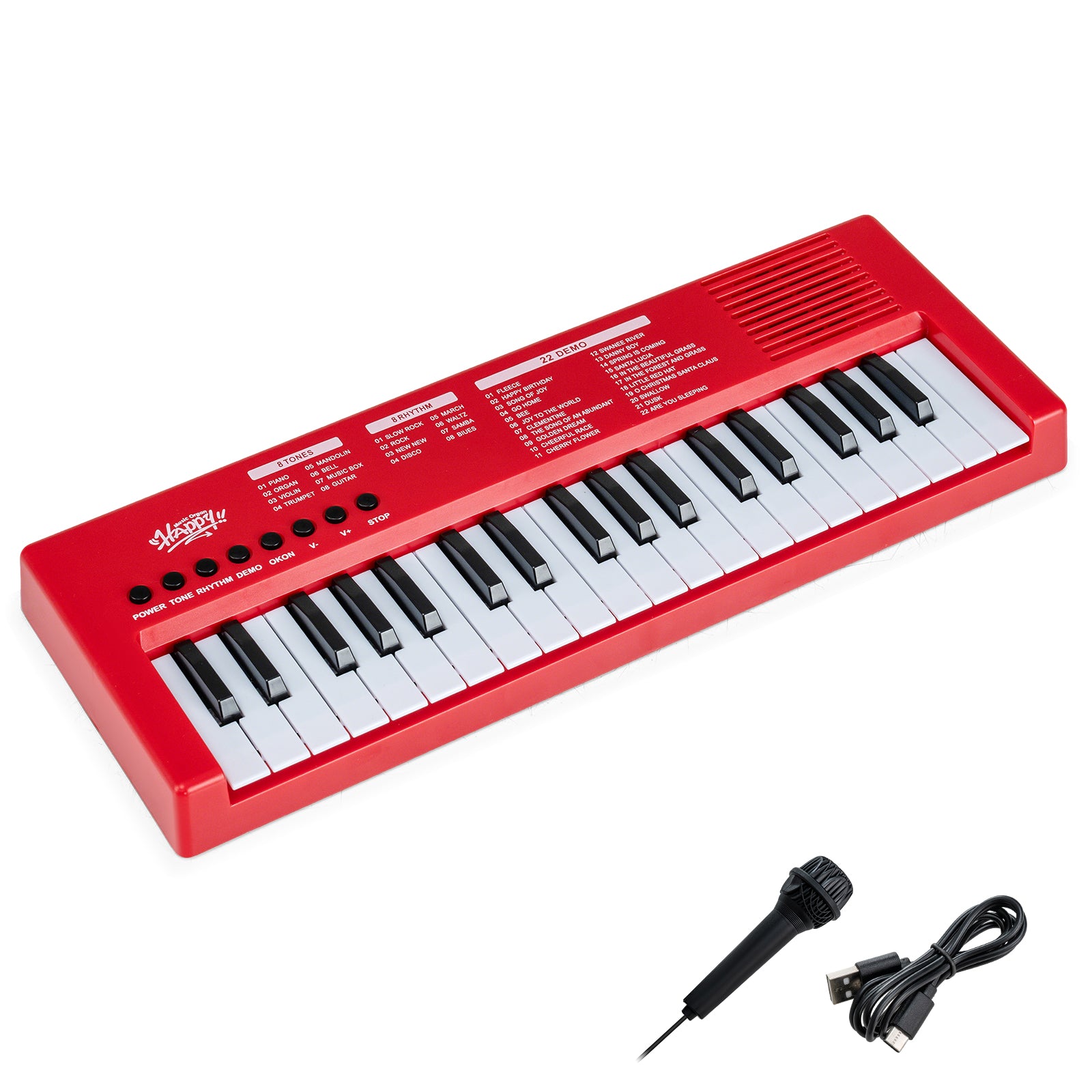 37 Keys Kids Piano Keyboard with 8 Rhythms and Microphone, Red Pianos & Keyboards at Gallery Canada
