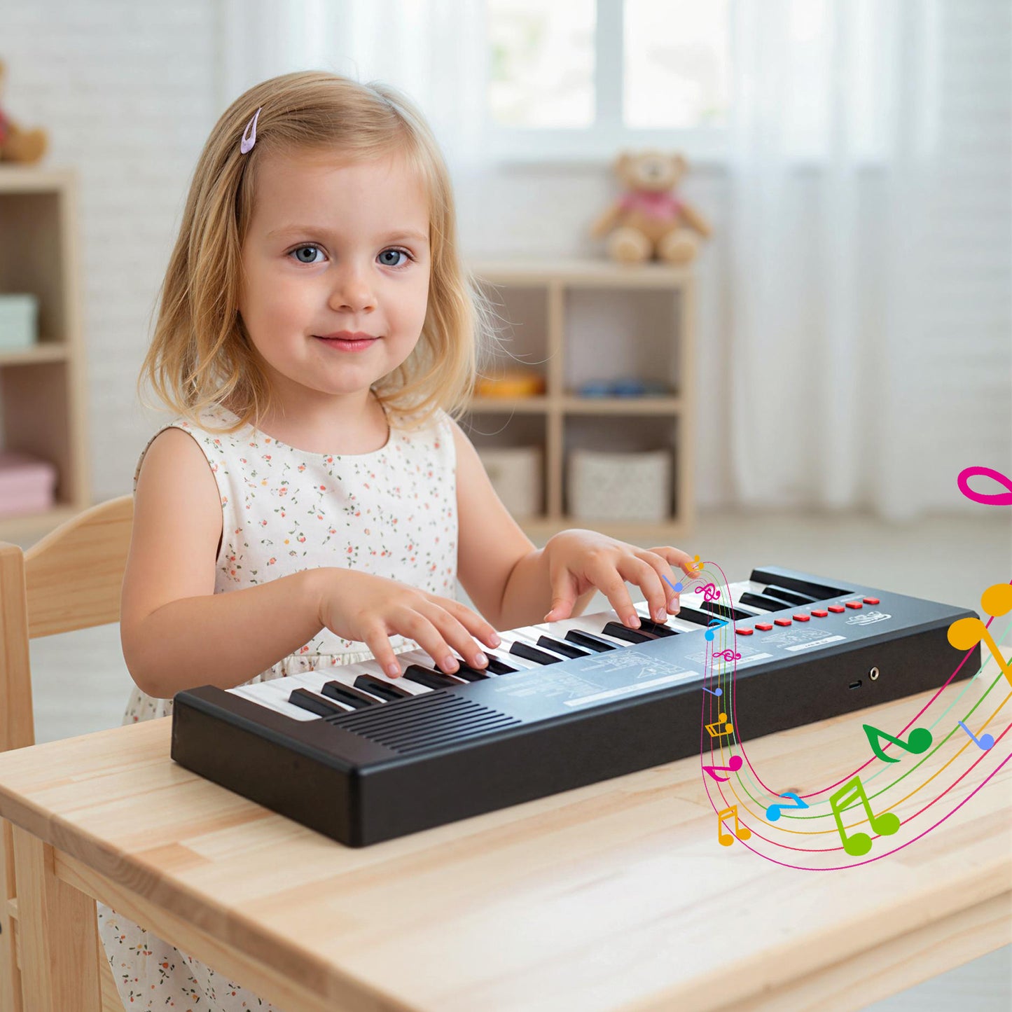 37 Keys Kids Piano Keyboard, 8 Rhythms, Microphone, Black Pianos & Keyboards at Gallery Canada