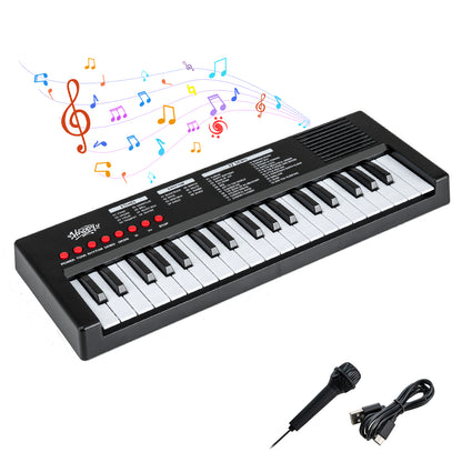 37 Keys Kids Piano Keyboard, 8 Rhythms, Microphone, Black Pianos & Keyboards Black at Gallery Canada