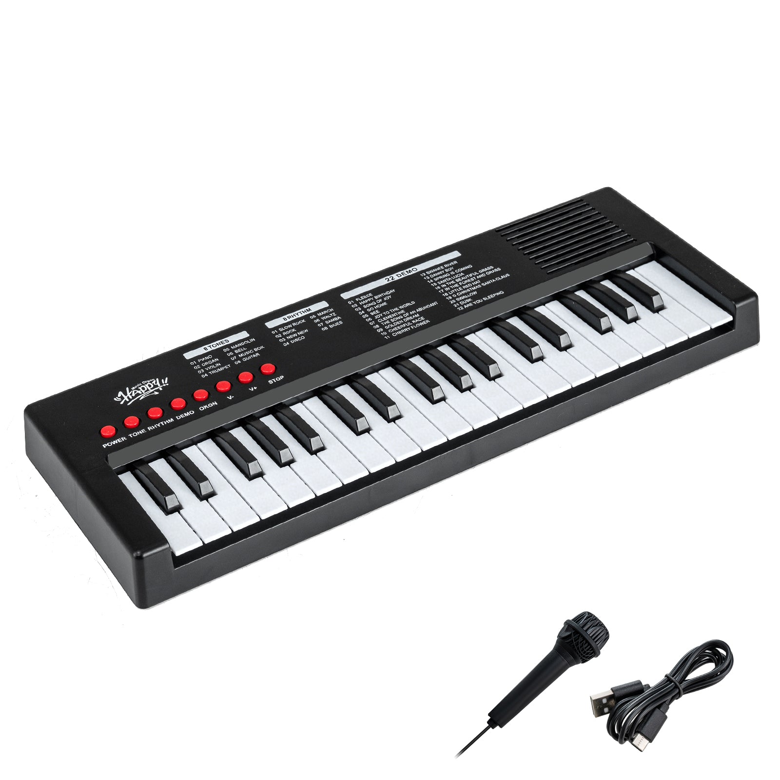 37 Keys Kids Piano Keyboard, 8 Rhythms, Microphone, Black Pianos & Keyboards at Gallery Canada