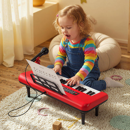 37 Keys Kids Piano Keyboard, Portable Musical Toy, Red