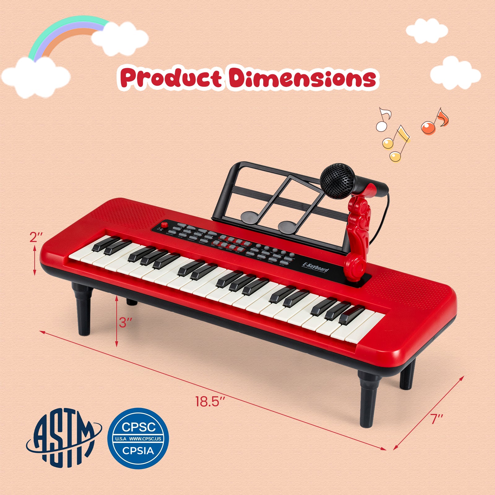 37 Keys Kids Piano Keyboard, Portable Musical Toy, Red Pianos & Keyboards at Gallery Canada