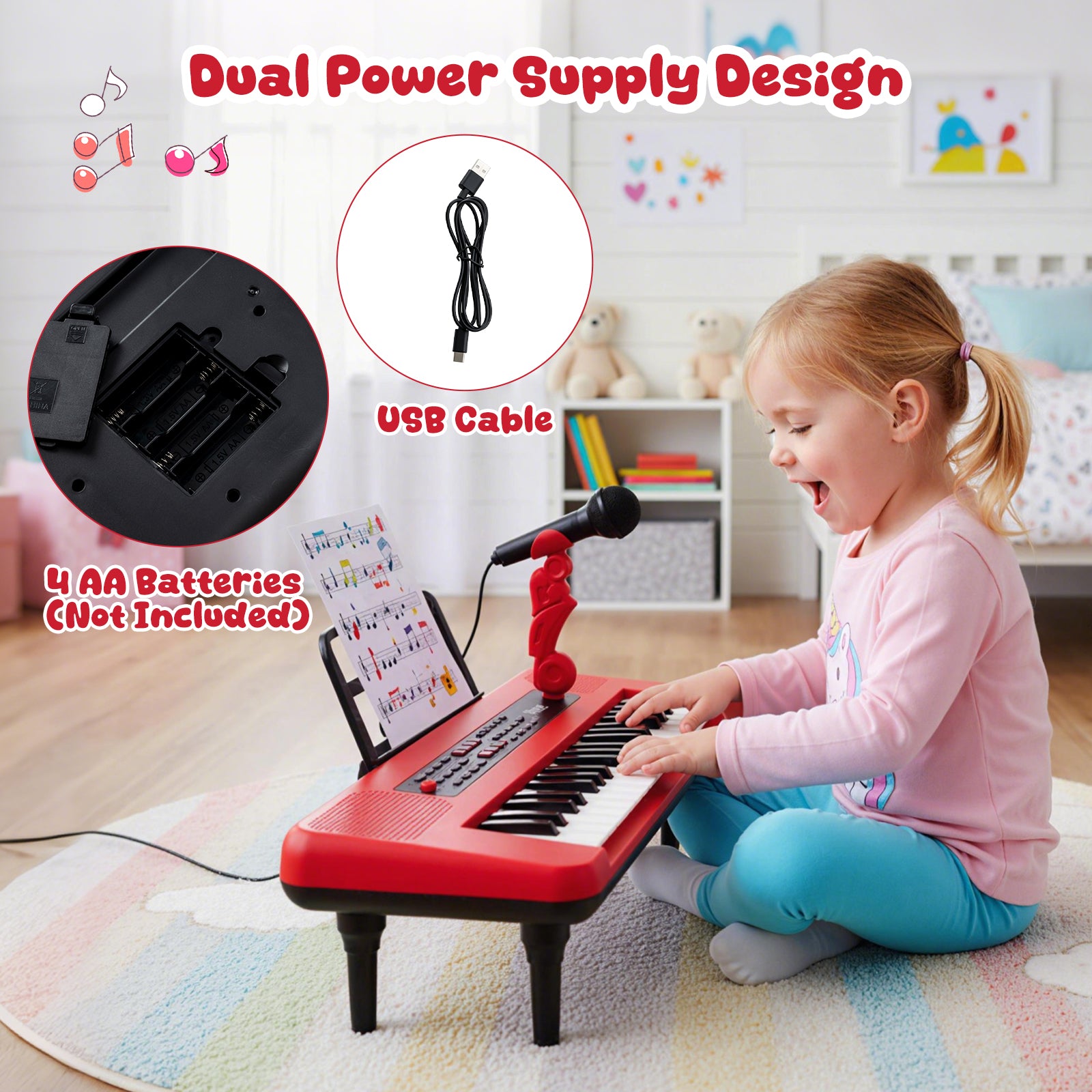 37 Keys Kids Piano Keyboard, Portable Musical Toy, Red Pianos & Keyboards at Gallery Canada