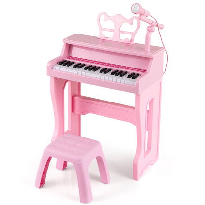 37 Keys Music Piano with Microphone Kids Piano Keyboard with Detachable Music Stand, Pink Pianos & Keyboards at Gallery Canada
