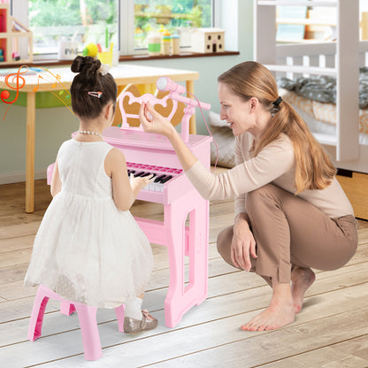 37 Keys Music Piano with Microphone Kids Piano Keyboard with Detachable Music Stand, Pink Pianos & Keyboards at Gallery Canada