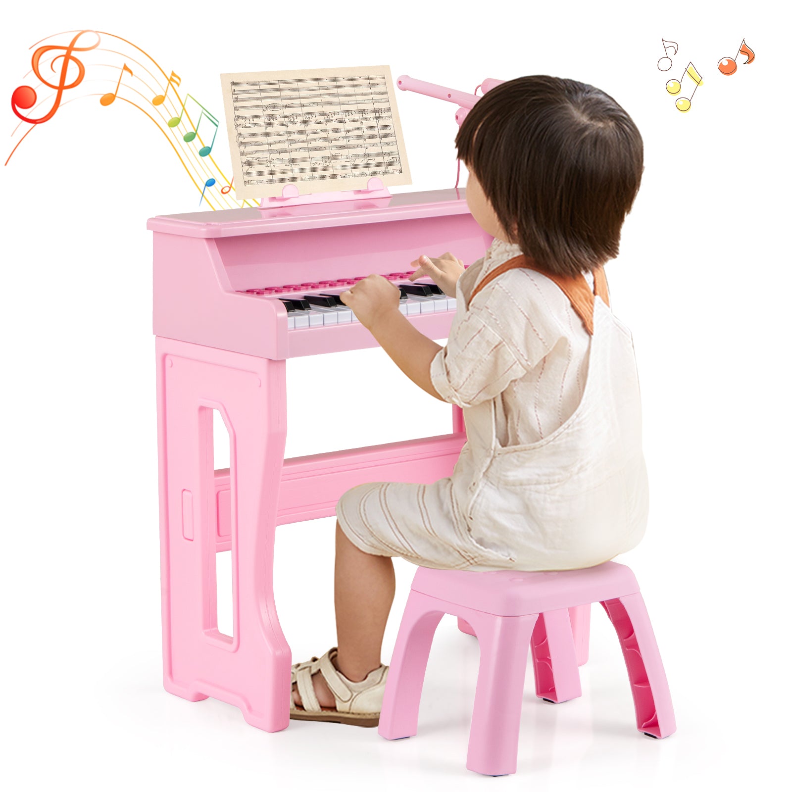 37 Keys Music Piano with Microphone Kids Piano Keyboard with Detachable Music Stand, Pink Pianos & Keyboards at Gallery Canada