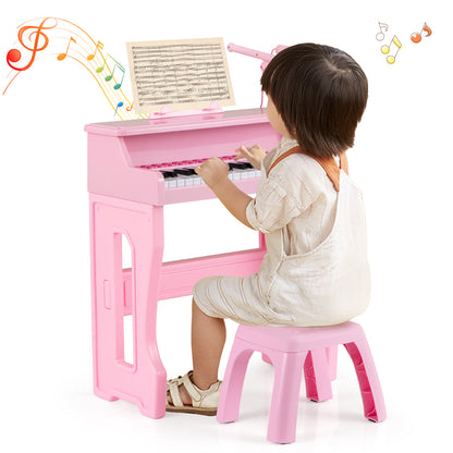 37 Keys Music Piano with Microphone Kids Piano Keyboard with Detachable Music Stand, Pink Pianos & Keyboards at Gallery Canada