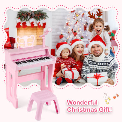 37 Keys Music Piano with Microphone Kids Piano Keyboard with Detachable Music Stand, Pink Pianos & Keyboards at Gallery Canada
