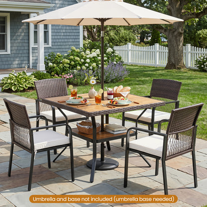 37" Square Outdoor Dining Table for 4 with Acacia Wood Tabletop and 2" Umbrella Hole, Brown Dining Tables at Gallery Canada