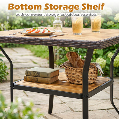 37" Square Outdoor Dining Table for 4 with Acacia Wood Tabletop and 2" Umbrella Hole, Brown Dining Tables at Gallery Canada