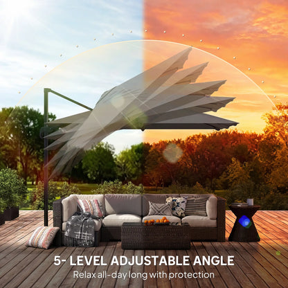 10 FT Square Patio Umbrella, Crank Handle, Cross Base, Tilt, 360° Rotation Offset Cantilever Umbrellas at Gallery Canada