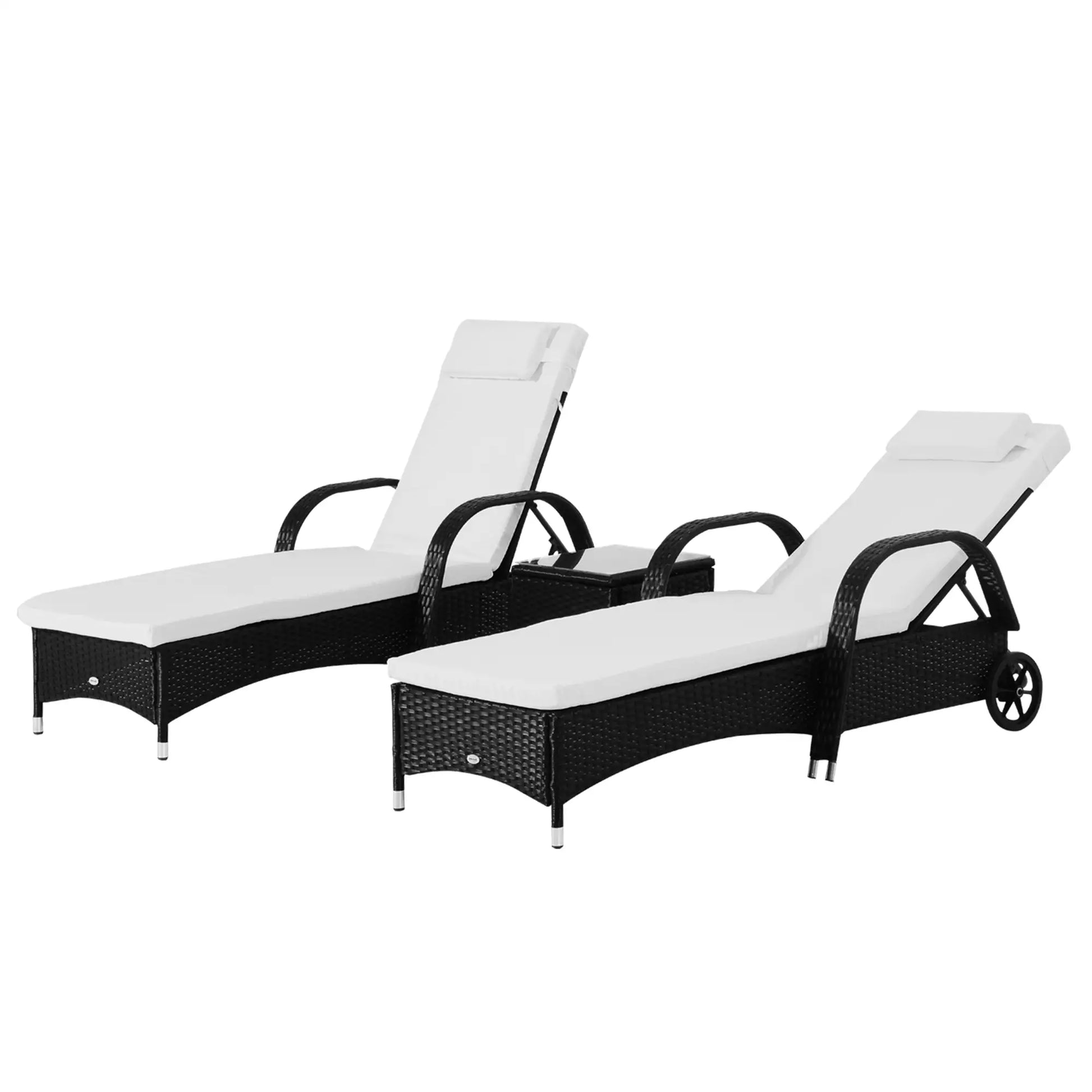 Rattan Lounge Set, Wheeled Chaise Chair, Tempered Glass Table, White Chaise Loungers at Gallery Canada