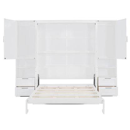 Murphy Bed with Closet, Drawers, Shelves, 114" L x 17" W x 87" H, White Bed Frames at Gallery Canada