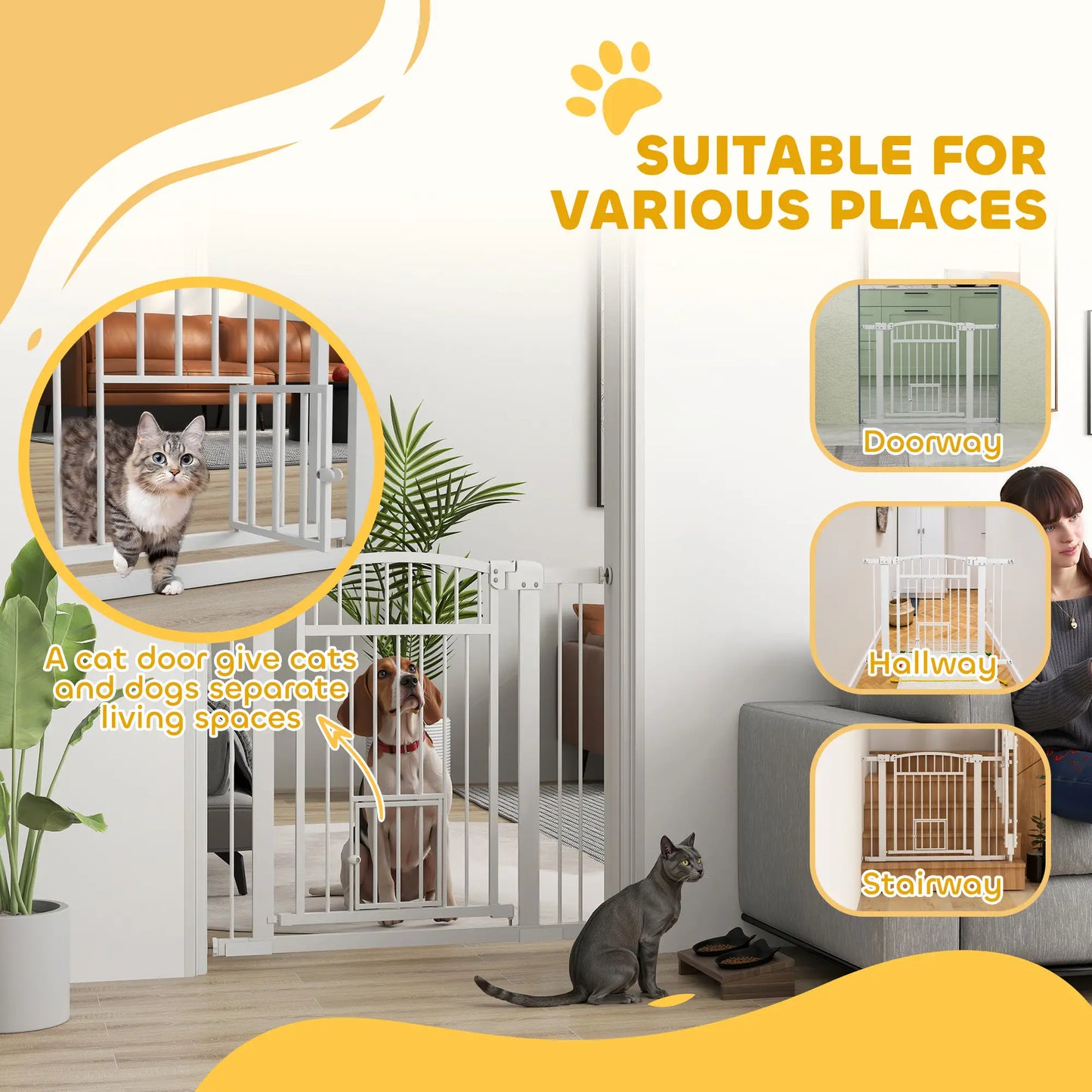 30-41 Inch Extra Wide Pet Gate, Small Door, 30 Inch H, 3 and 5.5 Inch Extensions Pet Gates at Gallery Canada