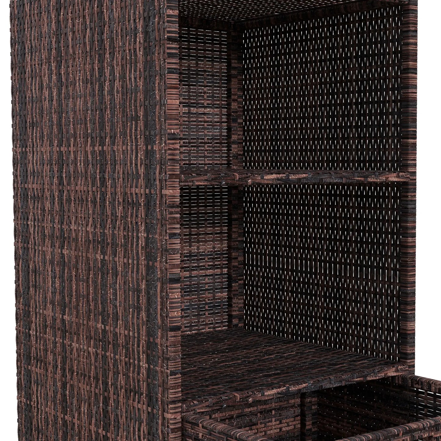 Outdoor Storage Cabinet, Rattan Wicker Pool Towel Organizer, Mixed Brown, Brown Patio Storage Boxes at Gallery Canada