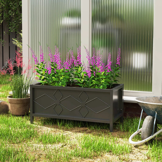 Galvanized Raised Garden Bed, Metal Flower Bed, Outdoor Planter Box for Herbs Raised Garden Beds Black at Gallery Canada