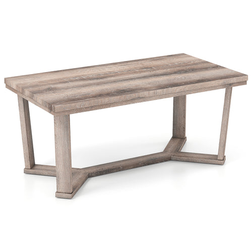Rectangle Coffee Table, Rubber Wood, Cross-Shaped Base, Gray